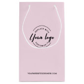 Aanpasbaar logo en website Roze Bedrijf Klein Cadeauzakje (Achterkant)