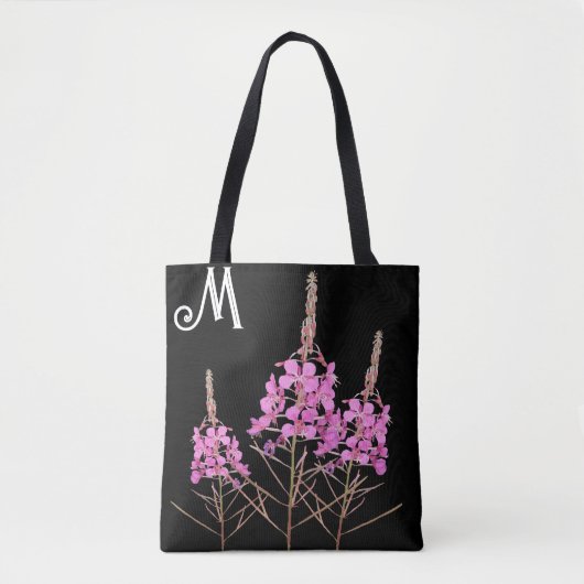 Aanpasbaar M monogram roze bloemen floral Draagtas (Voorkant)