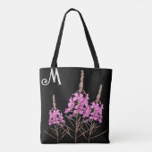 Aanpasbaar M monogram roze bloemen floral Draagtas (Achterkant)