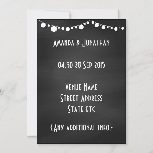 Aanpasbaar modern schoolbord bruiloft kaart (Achterkant)