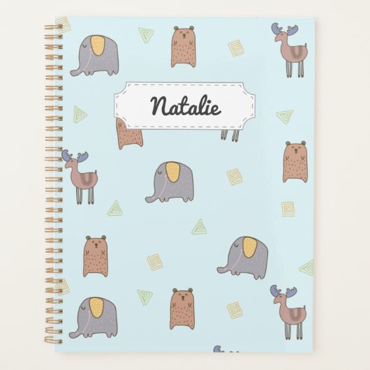 Aanpasbaar Mooie Scandinavische Dieren Patroon Planner (Voorkant)
