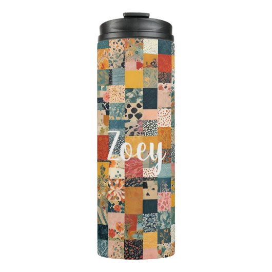 Aanpasbaar Patchwork Patroon Thermosbeker (Voorkant)