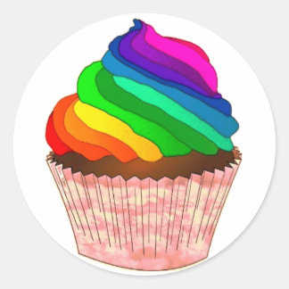 Aanpasbaar Regenboog Cupcake Pride Design Ronde Sticker