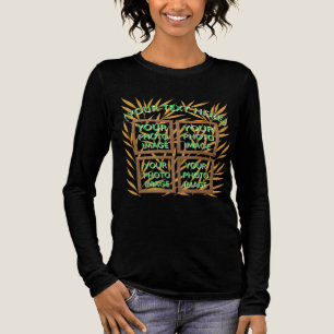 Aanpasbaar Rustiek Blad Collage Lange Mouwen Shirt