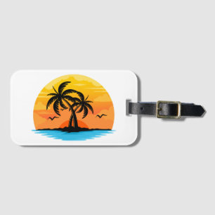 Aanpasbaar tropisch eiland palmbomen logo bagagelabel