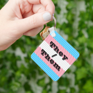 Aanpasbaar Voornaamwoord Boho Streep Transgender T Sleutelhanger