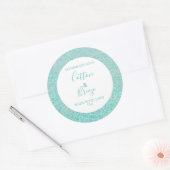 Aanpasbaar zeeplabel bloemenpatroon Aqua Ronde Sticker (Envelop)