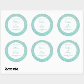 Aanpasbaar zeeplabel bloemenpatroon Aqua Ronde Sticker (Vel)