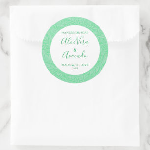 Aanpasbaar zeeplabel Floral Pattern Green Ronde Sticker