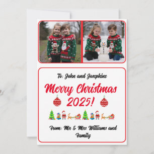 Aanpasbare 2 Foto Traditionele Kerstkaart