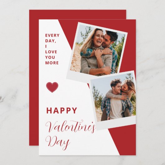 Aanpasbare 2 foto's met tekst platte kerstkaart (Voorkant / Achterkant)