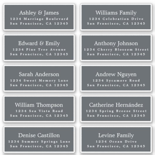 Aanpasbare adreslabels voor huwelijksgasten sticker (Voorkant)