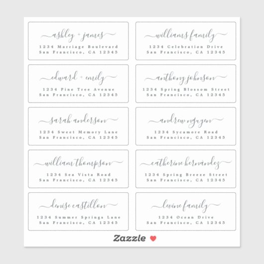 Aanpasbare adreslabels voor huwelijksgasten sticker (Vel)