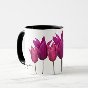 Aanpasbare Alison naam mooie roze tulp bloemig Mok