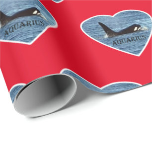 Aanpasbare Aquarius Orka Moordwalvis Rood Cadeaupapier