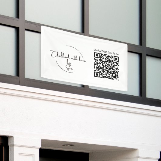 Aanpasbare bedrijfsnaamlogo en QR-code Spandoek (Buitenkant Gebouw)