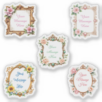 Aanpasbare Bericht in Bloemrijke Frame Stickers