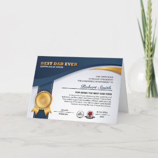 Aanpasbare Beste Papa Ooit Award Kaart