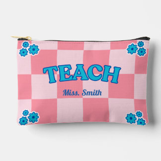 Aanpasbare Blauwe en Roze Geruite Teach Tas