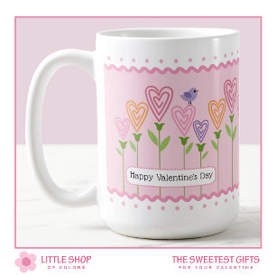 Aanpasbare bloemhartjes Valentijnsdag Koffiemok