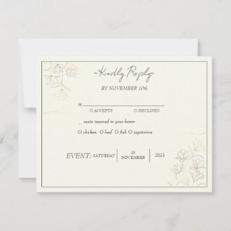 "Aanpasbare Bloemige Elegantie Huwelijks RSVP" Kaart