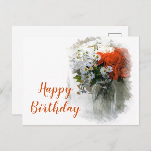 Aanpasbare Boeket Digitale Kunst Verjaardagsansich Briefkaart (Voorkant / Achterkant)