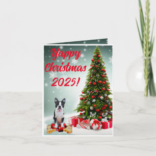 Aanpasbare Boston Terrier Dog Yappy Xmas Kaart