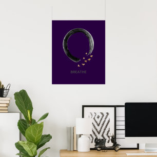 Aanpasbare BREATHE Zen Enso Cirkel Ginkgo Kunst Poster