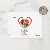 Aanpasbare Brittany Spaniel Hond Valentijnkaart  Notitiekaartje (Voorkant / Achterkant in situ)