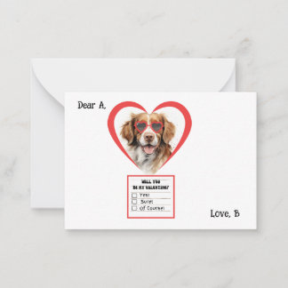 Aanpasbare Brittany Spaniel Hond Valentijnkaart  Notitiekaartje