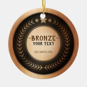 AANPASBARE BRONZEN KAMPIOEN MEDAILLE MET EIGEN OPD KERAMISCH ORNAMENT