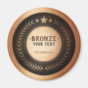 AANPASBARE BRONZEN KAMPIOEN MEDAILLE MET EIGEN OPD MAGNEET