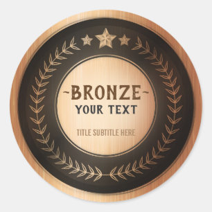AANPASBARE BRONZEN KAMPIOEN MEDAILLE MET EIGEN OPD RONDE STICKER