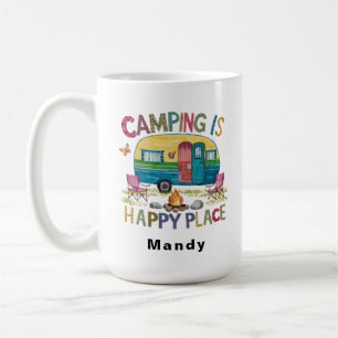 Aanpasbare camper "Camping is een gelukkige plek" Koffiemok