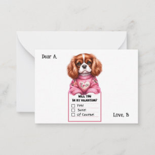 Aanpasbare Cavalier King Charles Valentijnsdag Not Notitiekaartje