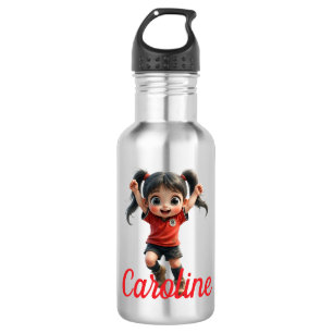 Aanpasbare Chibi Stijl Meisje Voetbalspeler Waterfles