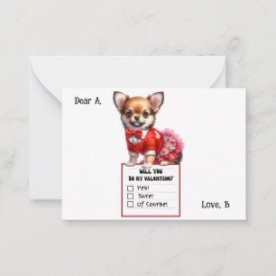 Aanpasbare Chihuahua-hondje Valentijn Notitiekaartje