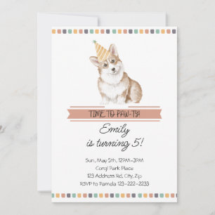 Aanpasbare Corgi Het is tijd om te feesten Kaart