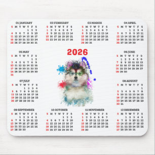 Aanpasbare Cute Pomsky-hond Kalender Muismat