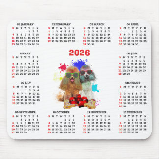 Aanpasbare Cute Poodle-hondenkalender Muismat
