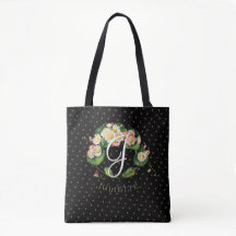 Aanpasbare Daisies Krans Monogram Elegant Zwart