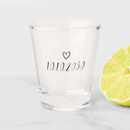 Aanpasbare datumtekst Maak je eigen shotglas Shot Glas (Voorkant)