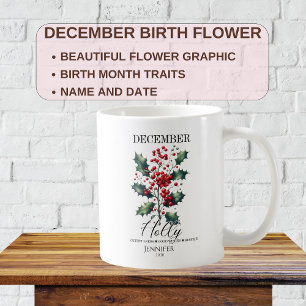 Aanpasbare December Verjaardag Hulst Bloem Koffiemok
