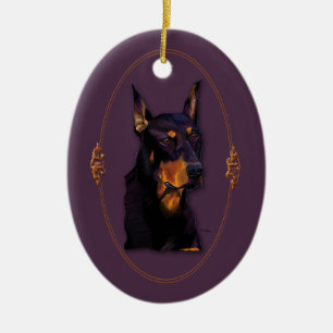 Aanpasbare Doberman-versiering Keramisch Ornament