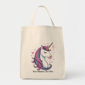 Aanpasbare Eenhoorn Boodschappentas met Pasteltint Tote Bag