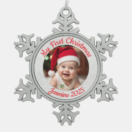 Aanpasbare Eerste Kerstmis van de Baby Tin Sneeuwvlok Ornament