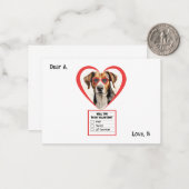 Aanpasbare Engelse Foxhound-hond Valentijnkaart Notitiekaartje (Voorkant / Achterkant in situ)