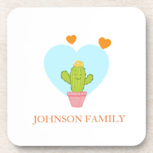Aanpasbare familienaam Little Cute Cactus Bier Onderzetter