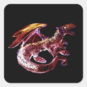 Aanpasbare Fantasy Robijn Rood Draak Vierkante Sticker