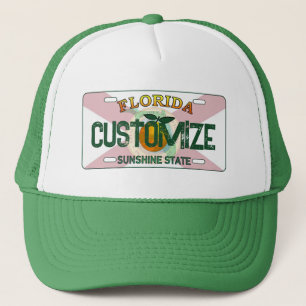 Aanpasbare Florida vlag kentekenplaat hoed Trucker Pet
